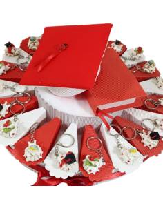 Torta bomboniere laurea coccinella con simboli del tocco e libri