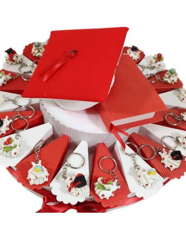 Torta bomboniere laurea coccinella con simboli del tocco e libri