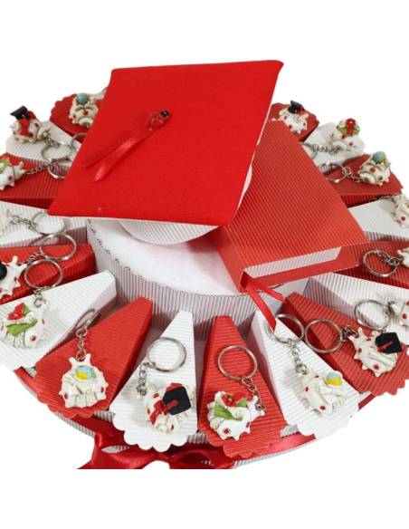 Torta bomboniere laurea coccinella con simboli del tocco e libri