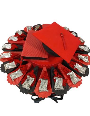 Torta laurea architettura con targhette pergamena con nappina con tocco e tesi