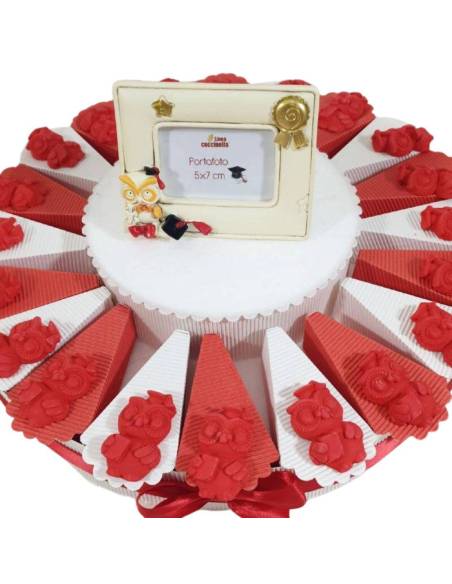 Torta bomboniere laurea gufo gessetto rosso