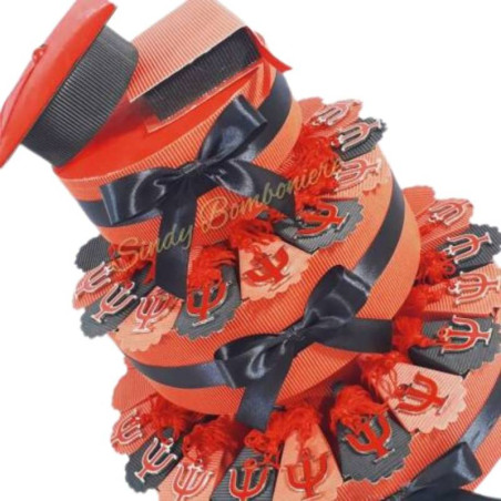 TORTA BOMBONIERE LAUREA psi con nappa rossa psicologia