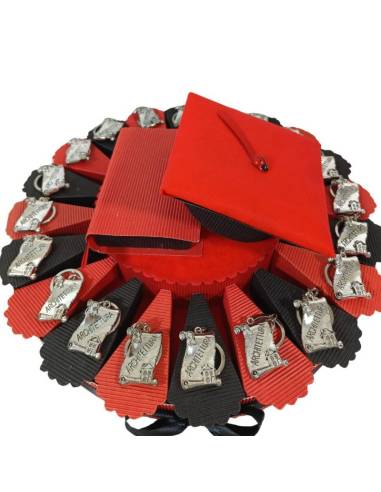TORTA BOMBONIERA per laurea porta confetti pergamena portachiavi Architettura spedizione inclusa