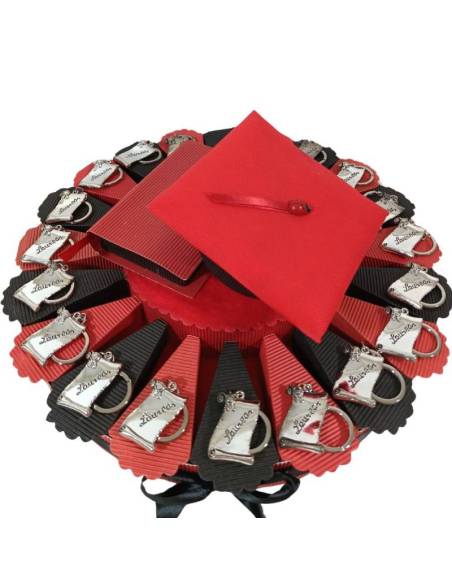 TORTA BOMBONIERA per laurea porta confetti pergamena portachiavi Laurea spedizione inclusa