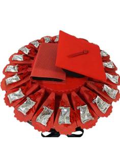 Bomboniere per laurea PERGAMENA argentata per economia con nappina tesi tocco