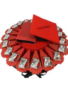 TORTA BOMBONIERA per laurea porta confetti pergamena portachiavi Economia spedizione inclusa