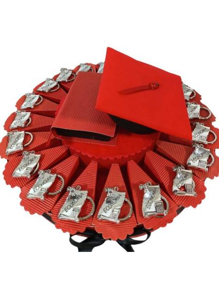 TORTA BOMBONIERA per laurea porta confetti pergamena portachiavi Economia spedizione inclusa