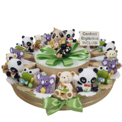 Torta porta bomboniere a tema animaletti cane panda