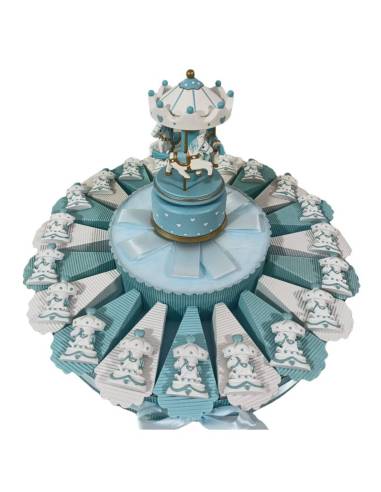 Idee Battesimo bimbo giostra con cavalli torta bomboniere