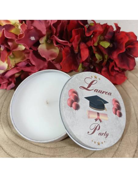 Bomboniere laurea candele profumate in latta