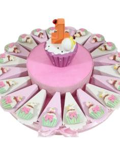 Torta bomboniere primo compleanno bimba magnete cupcake