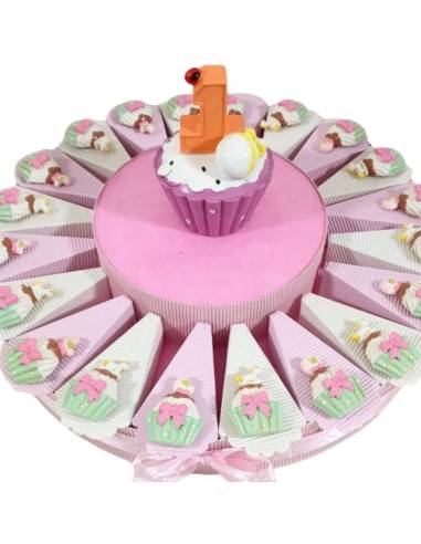 Torta bomboniere primo compleanno bimba magnete cupcake
