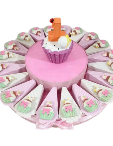 Torta bomboniere primo compleanno bimba magnete cupcake