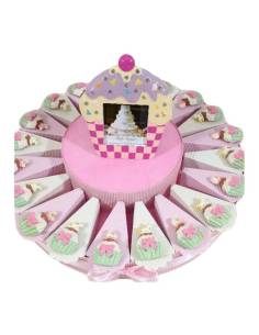 Torta di bomboniere nascita bimba cupcake magneti