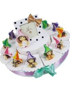 Torta porta bomboniere streghetta pixie colorate
