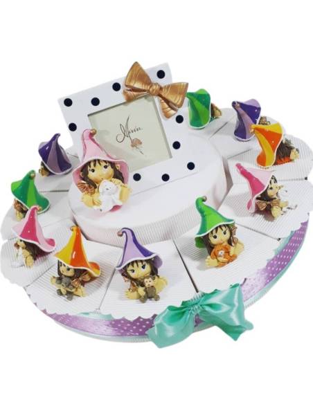 Torta porta bomboniere streghetta pixie colorate