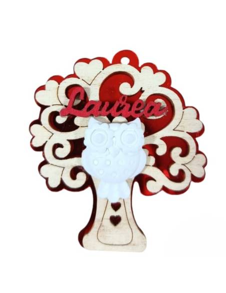 Bomboniere laurea albero della vita calamita gessetto bianco e scritta in legno