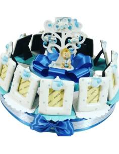 Torta bomboniera Battesimo bimbo portafoto biberon