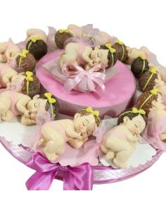 Torta bomboniera Battesimo bimba tulle rosa