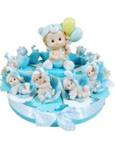 Torta bomboniera Battesimo maschio nell'ombrello