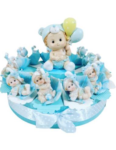 Torta bomboniera Battesimo maschio nell'ombrello