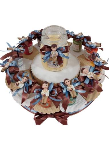 Candele bomboniere Comunione maschio magnete torta completa di confetti