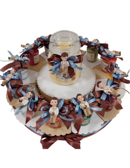 Candele bomboniere Comunione maschio magnete torta completa di confetti