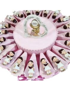 Torta bomboniere Comunione bimba magnete vestita a festa