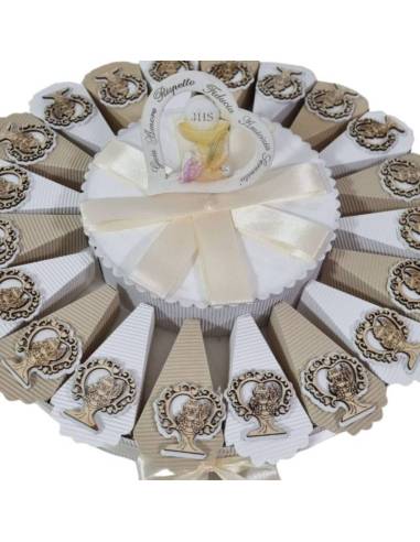 Torta di bomboniere Comunione tag Eucarestia in legno