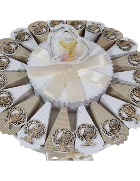 Torta di bomboniere Comunione tag Eucarestia in legno