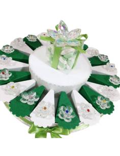 Torta bomboniera Comunione Swarovsky Fiori in cristallo