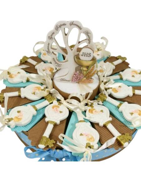 Torta bomboniere Comunione chiave con bambino in preghiera SPEDIZIONE GRATUITA