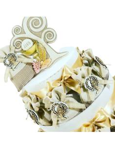 Torta bomboniera Comunione albero della vita applicazioni in legno