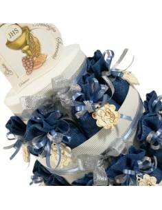 Torta bomboniere Comunione maschio portasacchetti laminati