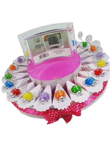 TORTA BOMBONIERA COCCINELLA CLIP COLOR BOMBONIERA-NASCITA-BATTESIMO-COMUNIONE-CRESIMA-COMPLEANNO