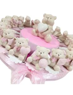 Torta Battesimo bomboniere bimba orsetti porcellana