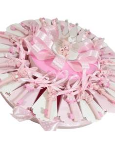 Torta di Bomboniere nascita appendini animaletti rosa