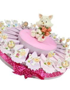 Animaletti dei prati su TORTA BOMBONIERE BATTESIMO compleanno nascita bimba