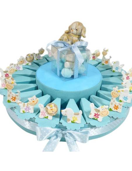 Torta bomboniere nascita battesimo COCCINELLE animaletti porta fortuna cuori argentata