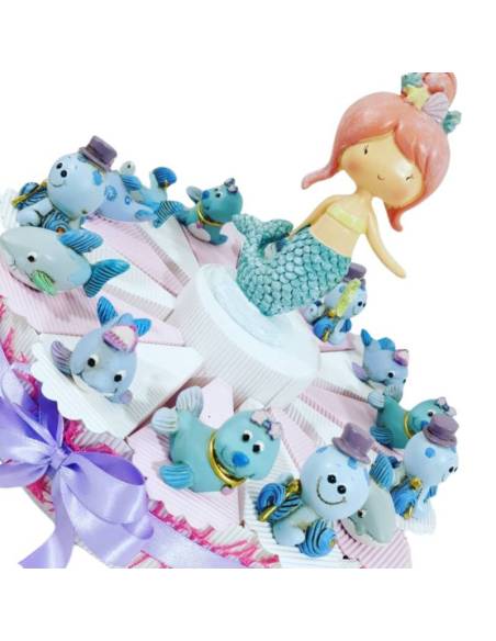 TORTA BOMBONIERE animaletti marini bimba battesimo nascita