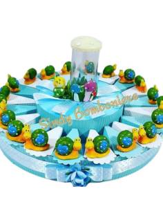 TORTA BOMBONIERE LUMACA porta confetti bimbo 20 FETTE spedizione inclusa battesimo nascita