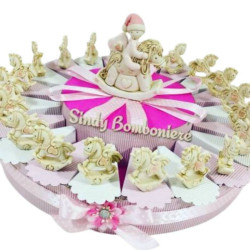 Torta femminuccia per battesimo nascita 1° compleanno a tema unicorni cavalluccio a dondolo