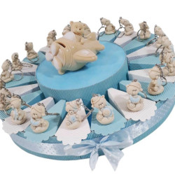 Torta bomboniere battesimo nascita orsetto con stella sole luna cappello azzurri per bimbo compleanno