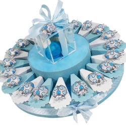 Bomboniera portaconfetti battesimo nascita primo compleanno COCCINELLA portafortuna argentata BIMBO