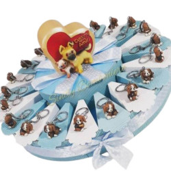 TORTA BOMBONIERE CAGNOLINO portachiavi bimbo SPEDIZIONE INCLUSA battesimo nascita