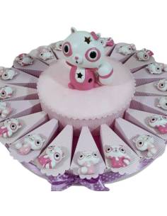 Torta di bomboniere bimba scoiattolo rosa magnete