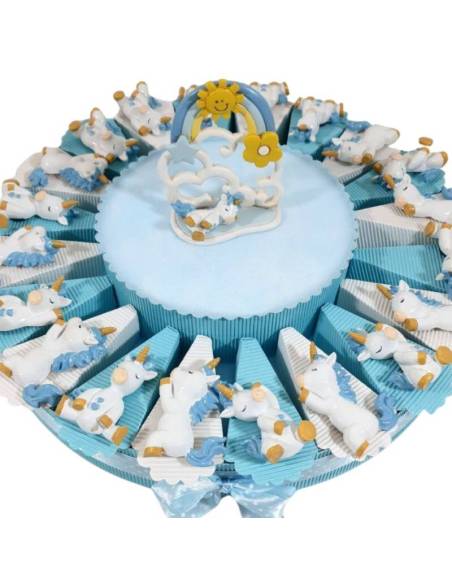 Torta bomboniere unicorno calamita per maschietto