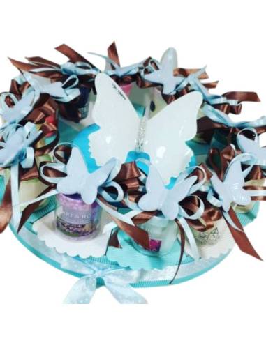 torta bomboniera candele profumate con magnete farfalla più farfalla centrale firmata Gai Mattiolo