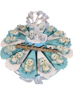 Torta di bomboniere fai da te coccinella calamita azzurra