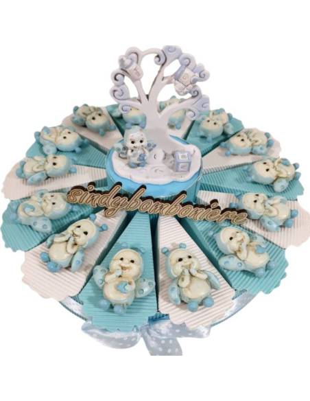 Torta di bomboniere fai da te coccinella calamita azzurra